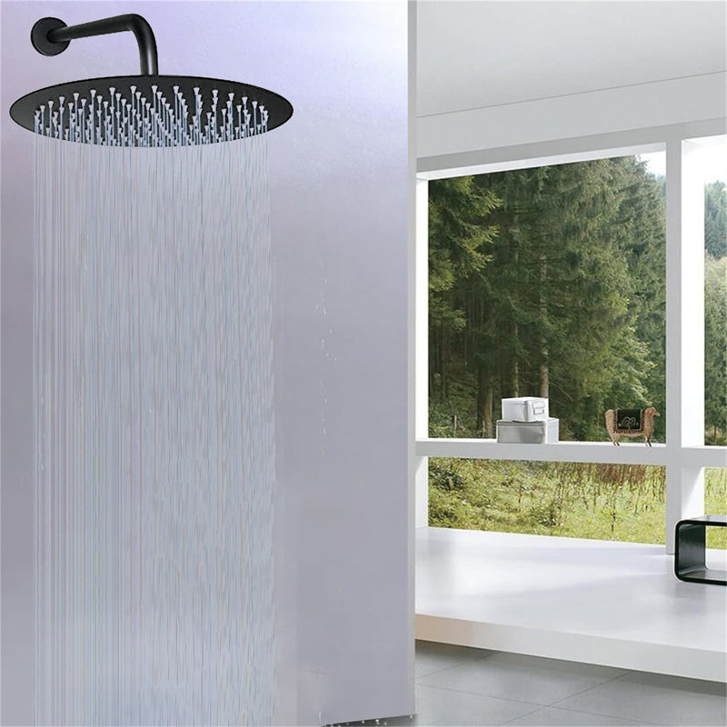 12-Inch Round Rainfall Shower Head With Extension Arm - Oversized Stainless Steel Luxury Showerhead For Full-Body Waterfall Coverage