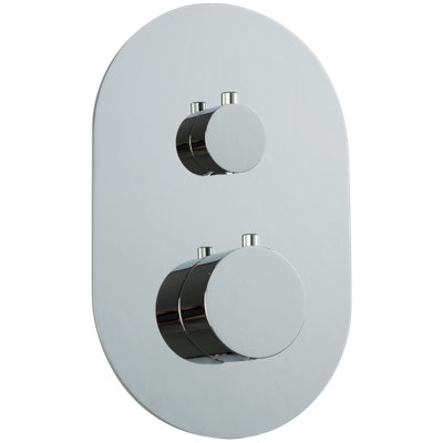 Thermostatic Mixer With 3-Way Diverter + "Off" Position Trim Kit RND + Lever Satin Brass