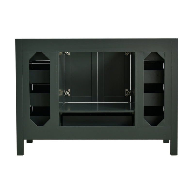 Meuble-lavabo simple 48 po avec plateau en pierre reconstituée Render, Vert, Doré