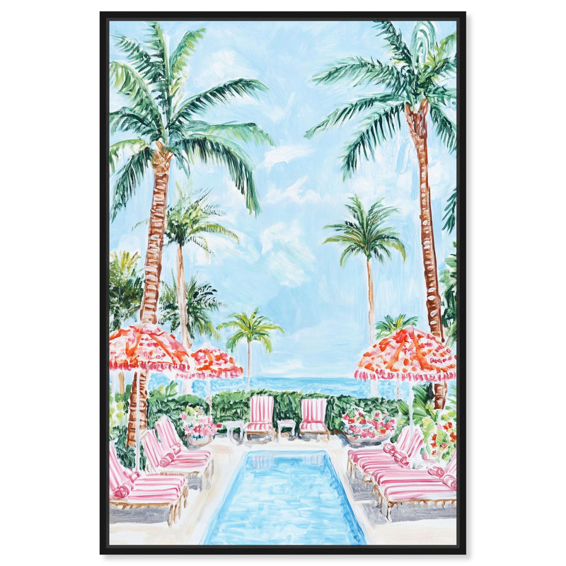 «Palm Tree Haven», reproduction d'art sur toile par Art Remedy, H 46 po x l 31 po, Structure noire