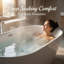 Baignoire de trempage autoportante 59 po en acrylique, dossier haut simple, bonde escamotable en chrome, trempage profond de 13,8 po, capacité de 119 gallons