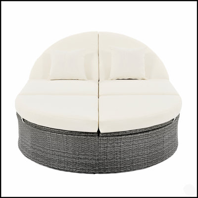Lit de jour extérieur pour terrasse avec coussins et coussins, chaise longue inclinable en rotin pour la détente