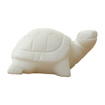 Statue de tortue en marbre blanc l 5,5 po Bayou Breeze (ensemble de 2), accessoire de décoration intérieure / extérieure
