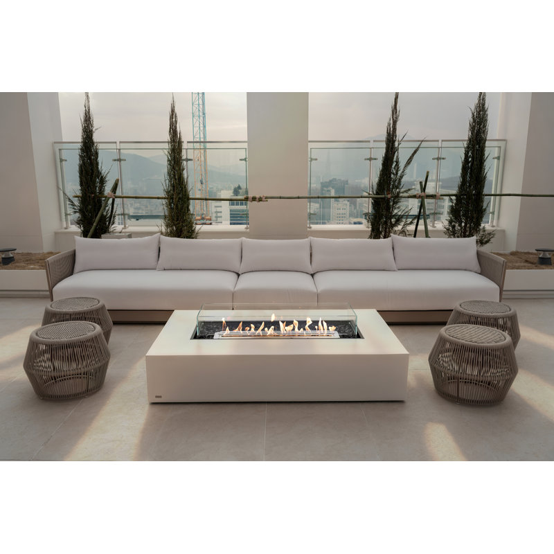 Foyer en pierre Wharf, H 13 po x l 65 po x P 39 po, Brûleur bioéthanol, OS (blanc)