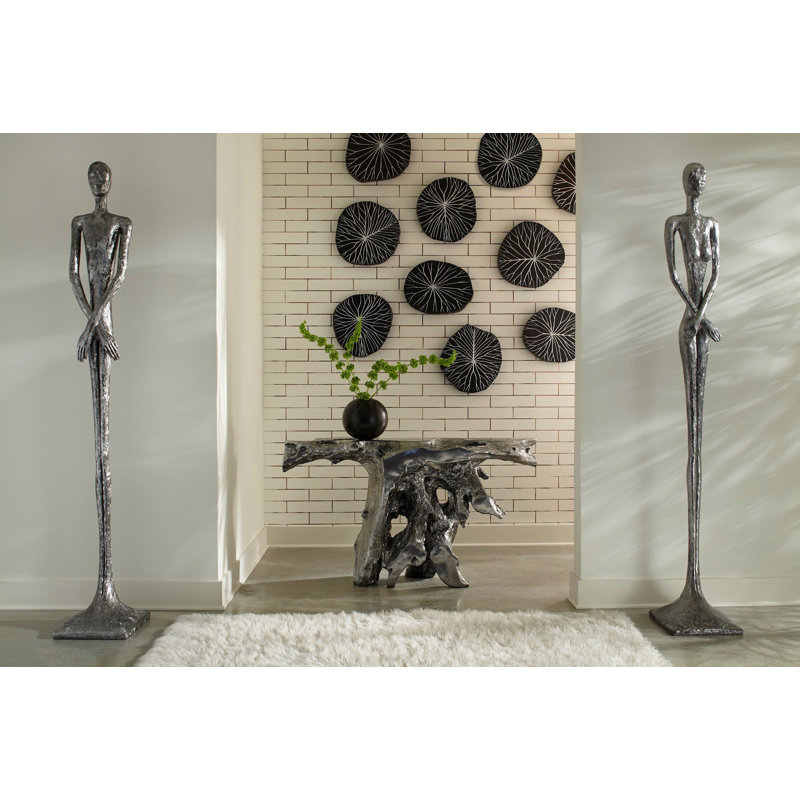 Brivo 57" Silver Wood Rectangular Console Table with Storage