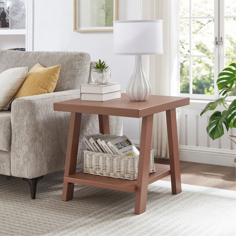 Table de bout avec tablette contemporaine en bois Athens, Rouge