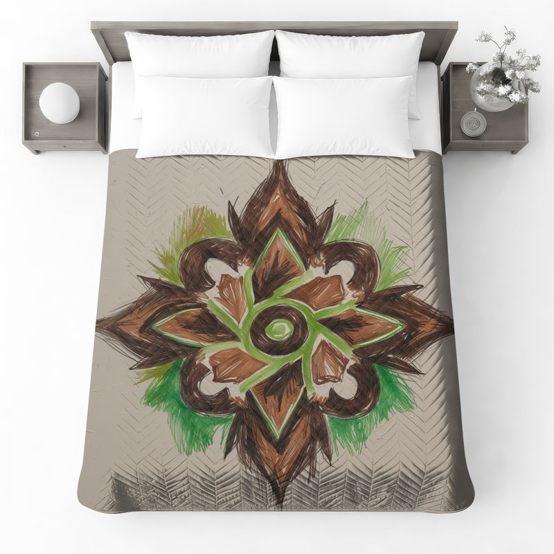  Couvre-lit Mandala vert, Très grand lit