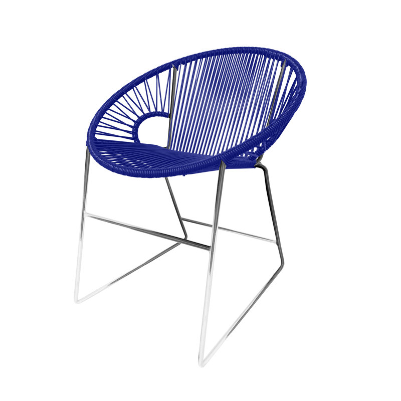 Chaise de patio Puerto, Bleu profond / chrome