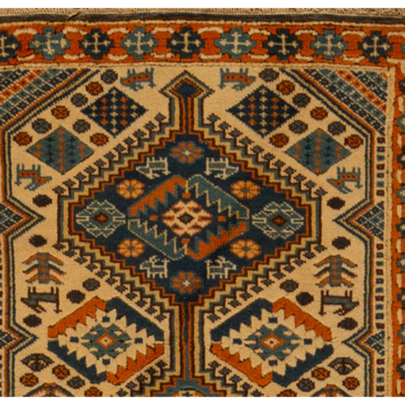 Tapis ivoire et pêche noué à la main de haute qualité