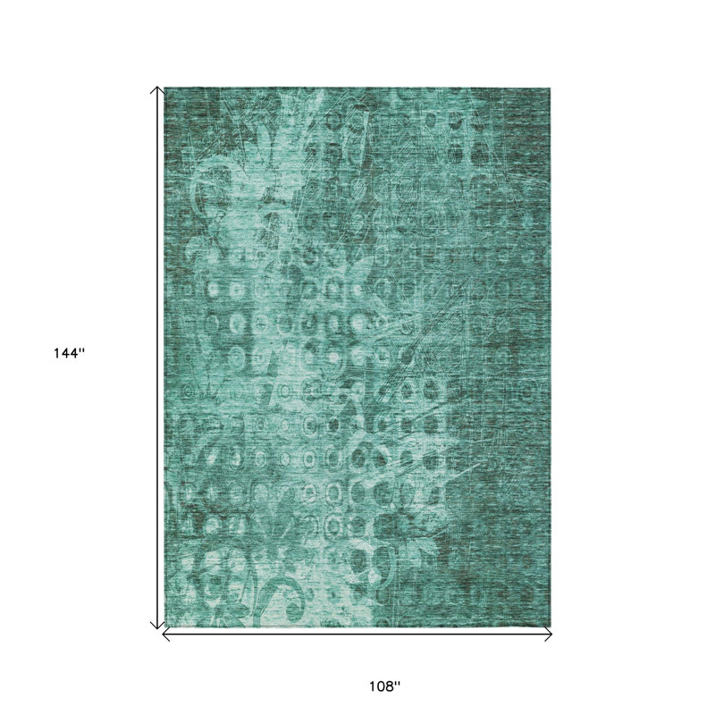 Tapis bleu sarcelle lavable intérieur / extérieur 9 pi x 12 pi Ikat