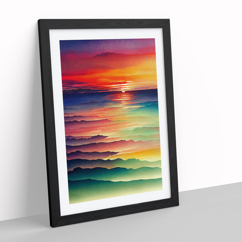 XV1022-974X Beaming Sunset - Print, Black Framed Paper, 66cm H x 48cm W, White