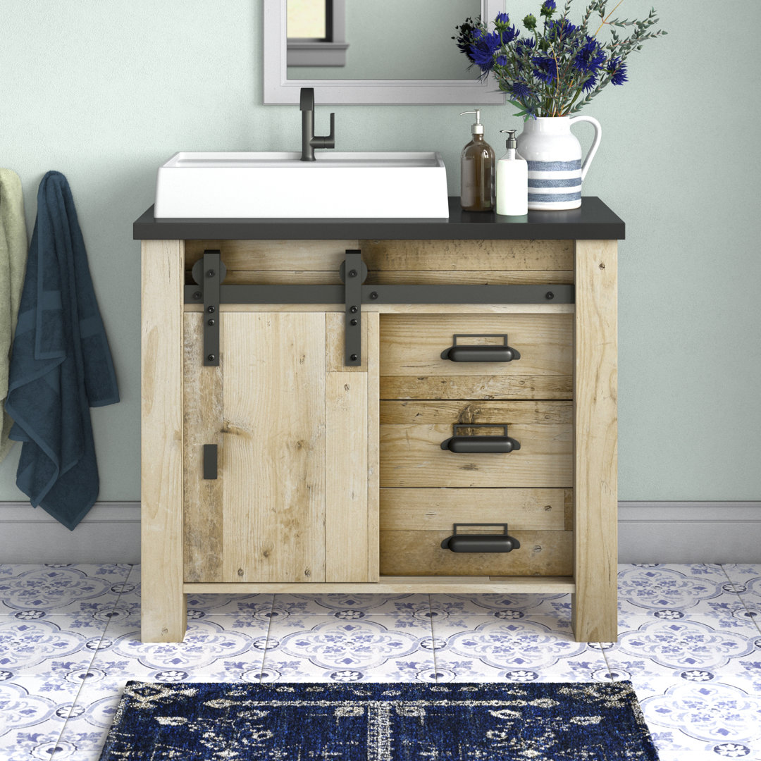 Jackeline 950mm Free Standing Single Bathroom Vanity with Marble Top