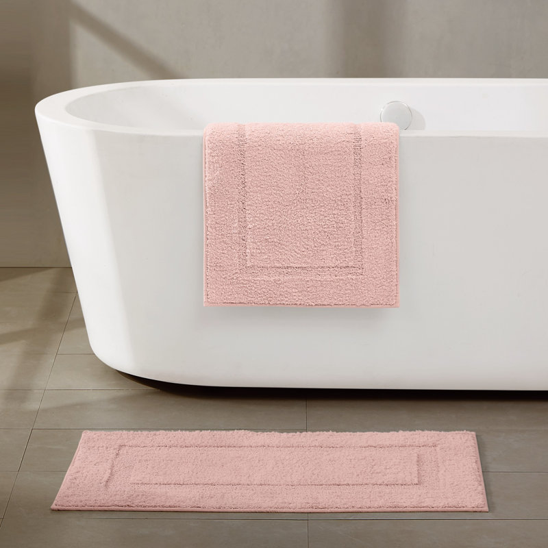Brooklyn Loom Super Soft Bath Rug, Blush, 17x24 and 20x34 Pack