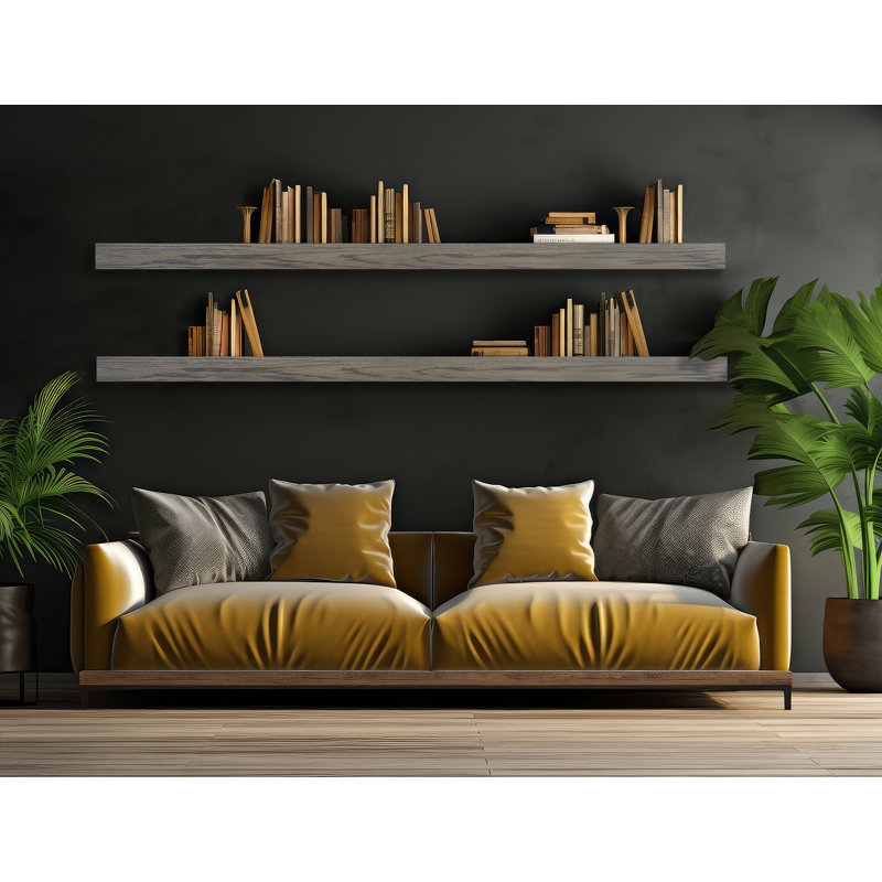 Emerald Lee 2 Piece Oak Floating Shelf, 3" H x 71" W x 7" D