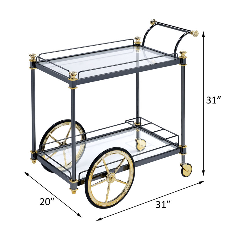 Cyrus Rectangular Bar Cart with Compartments, Black