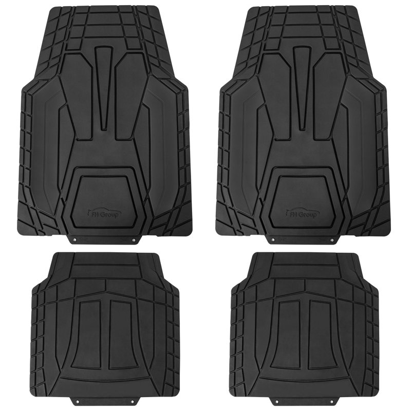 Rubber Floor Mats Full Set, Black