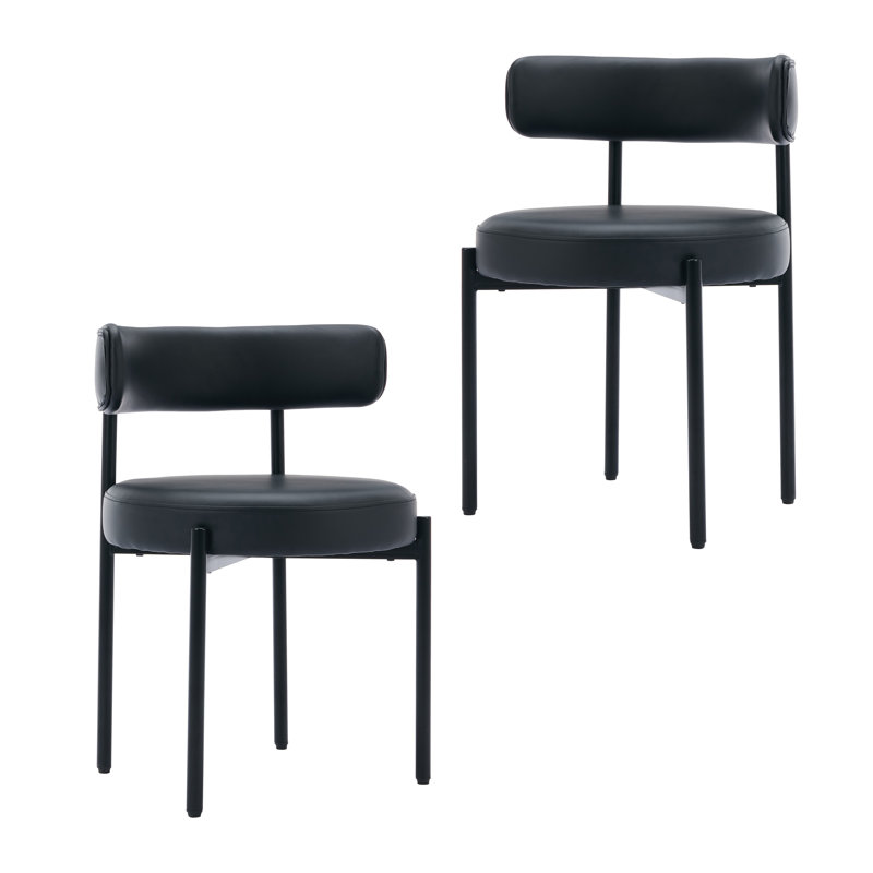 Chaises d'appoint rembourrées en similicuir, Noir mat, 2