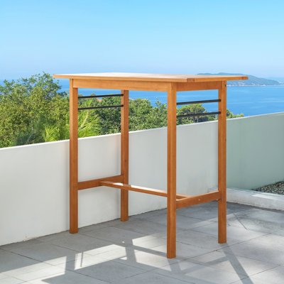 Maggiemae Rectangular Eucalyptus Outdoor Bar Table
