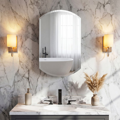 Pharmacie sans cadre l 20 po x H 32 po avec miroir sans cuivre | Miroir en verre antidéflagrant | Tablette réglable en verre | L'installation encastrée et l'installation en surface sont toutes deux disponibles | Porte à fermeture douce