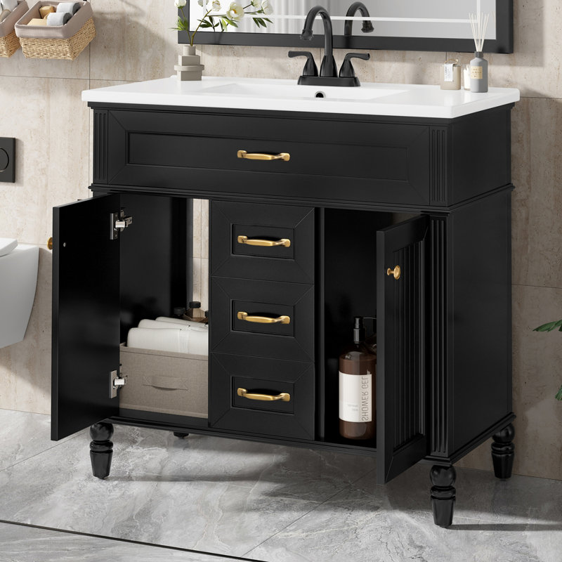 Meuble-lavabo 36 po avec lavabo, Black