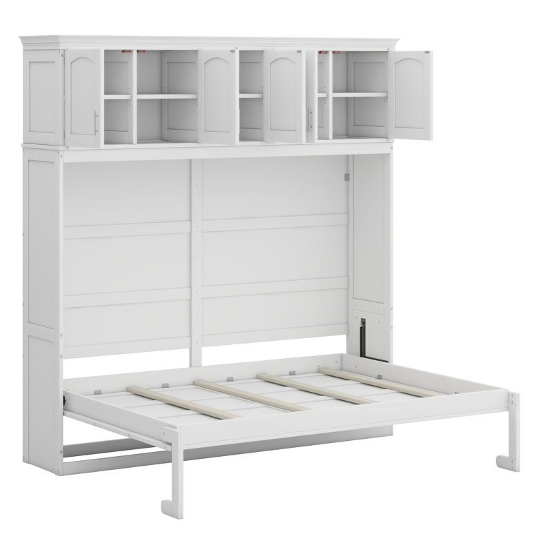 Lit escamotable mural avec armoires supérieures Murphy, White