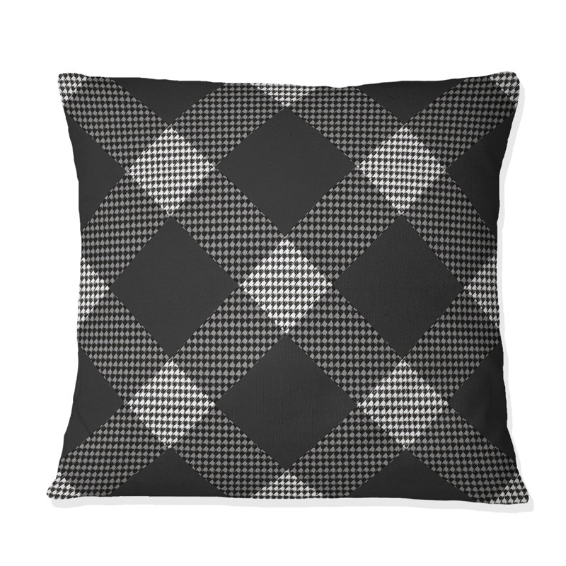 Gray Houndstooth Print - Traditional Throw Pillow, 16"H x 16"W
