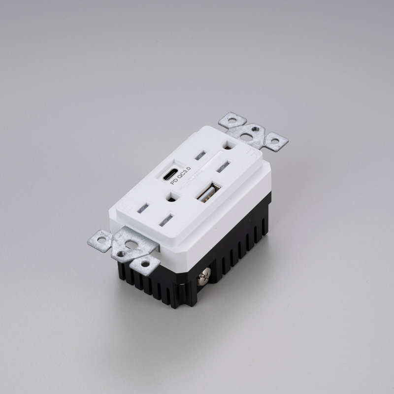 Module de sortie / 2 prises USB-A + C, Blanc / Blanc