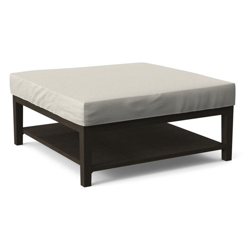 Hammond Square Ottoman, Antique Frost White Finish, White Performance Fabric; 0851-94