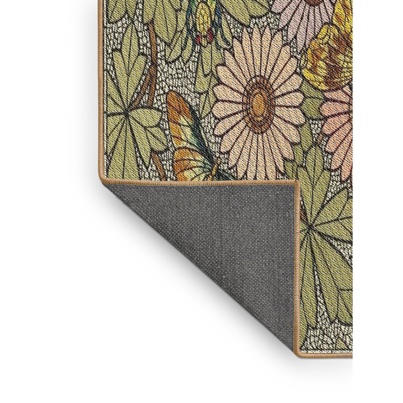 Tapis vert/rouge à motifs, Rectangle 2 pi x 3 pi