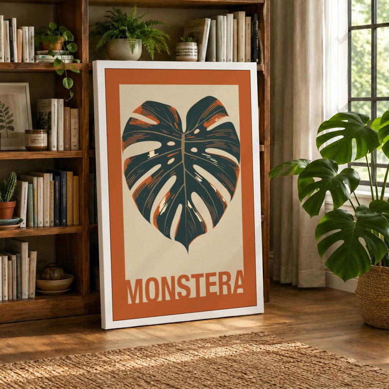 Monstera Leaf Study Botanical - Wrapped Canvas, White Border, 30x20 - 76.2 x 50.8 cm