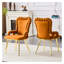 Ensemble de 2 chaises de salle à manger en velours orange avec pattes dorées, chaises d'appoint rembourrées en chaîne à bulles modernes pour la salle à manger et la cuisine