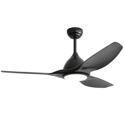 Ventilateur de plafond de 52 pouces avec lumière et télécommande à 6 vitesses avec 3 pales pour le patio Bredoom