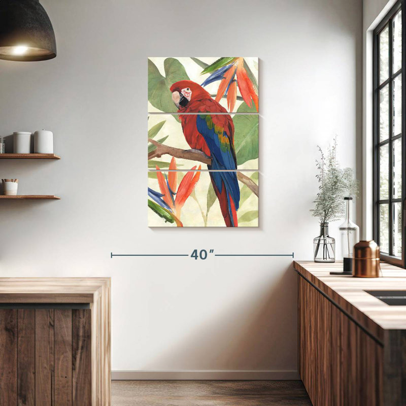 Composition de perroquet tropical Brampt II, H 38 po x l 24 po