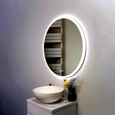 32 po Miroir de salle de bain rond rond en acrylique à intensité variable