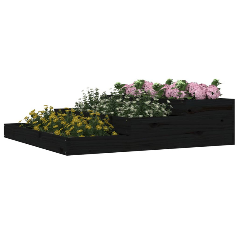 Anneclaar Self-Watering Wood Raised Garden Bed, Black, 27cm H x 107cm W x 107cm D