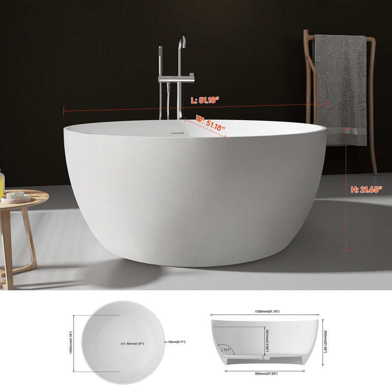 Baignoire de trempage autoportante 51 po