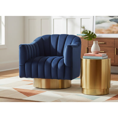 Fauteuil d'appoint pivotant en velours Farrah