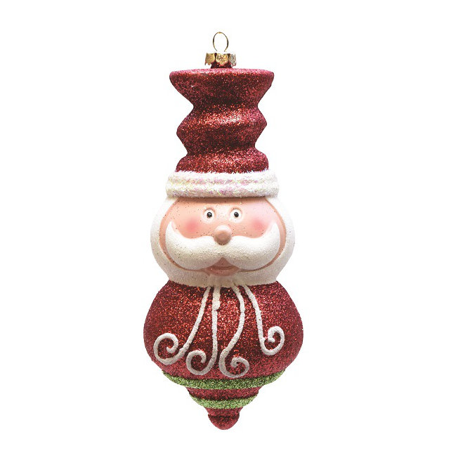 Ornement de Noël incassable avec tête de père Noël festif 6,25 "Merry & Bright