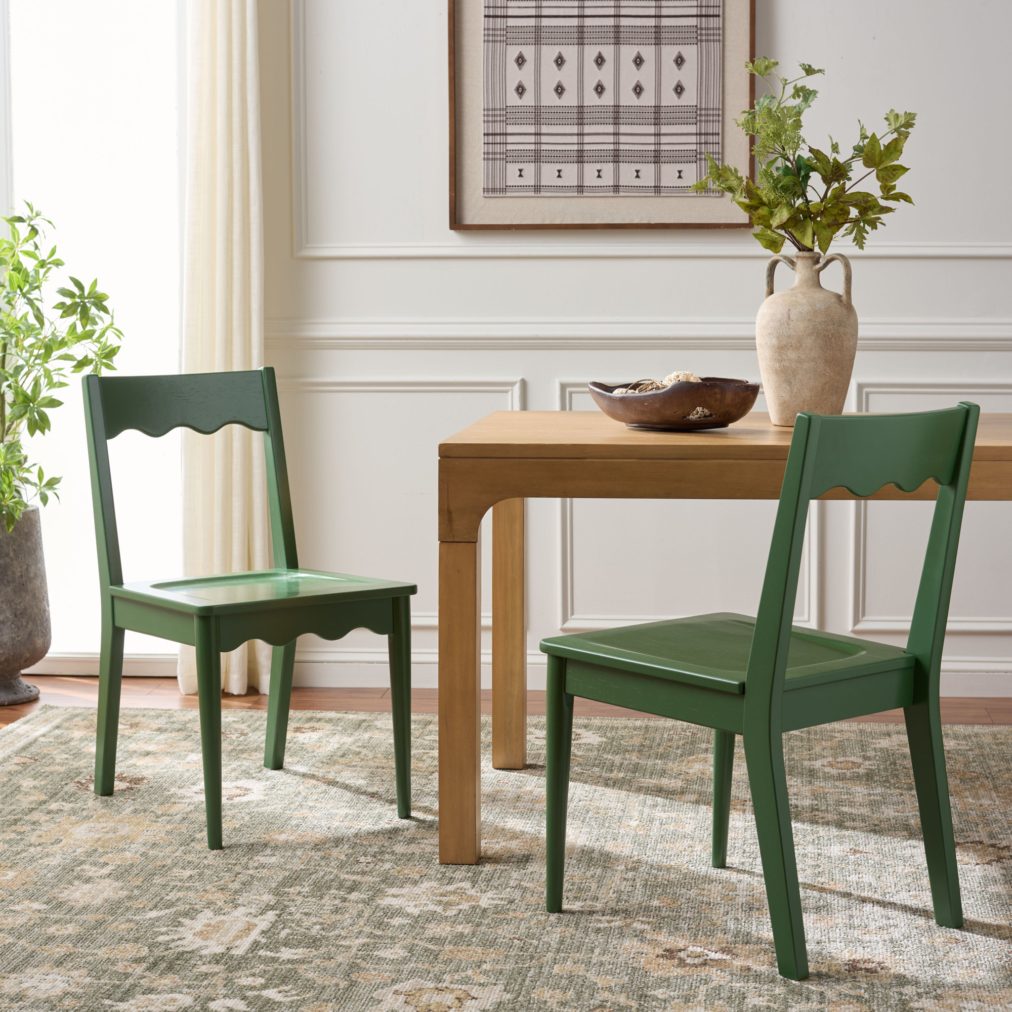 Rosetty Scallop Dining Chairs, Green