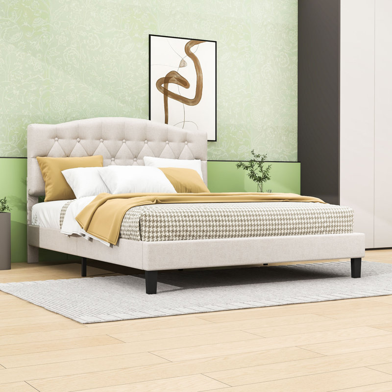 Lit plateforme tapissier avec tête de lit Fatmata, Grand