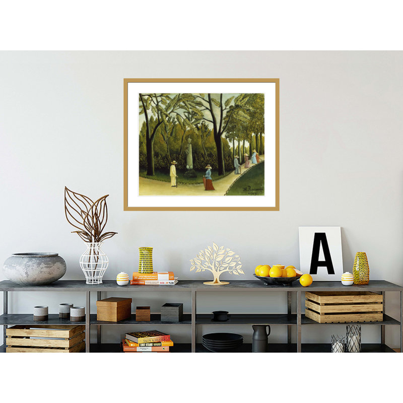 «The Monument to Chopin in the Jardin Gardens» par Henri Rousseau, impression giclée encadrée, H 33,5 po x l 39,38 po