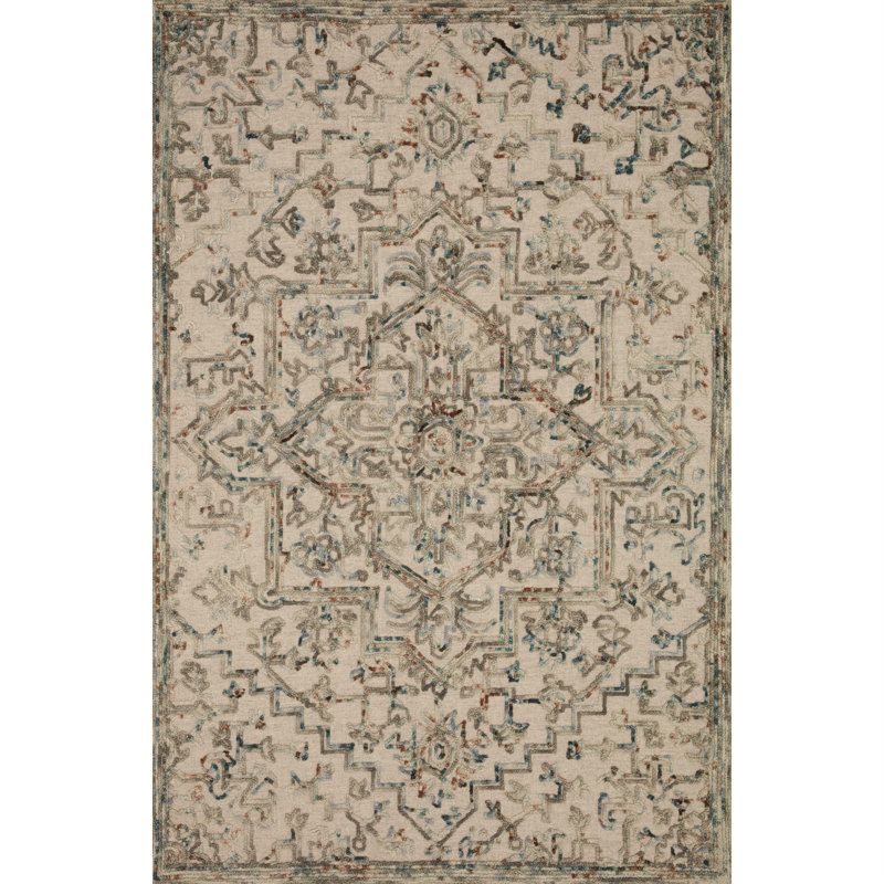 Enar Hand Hooked Wool Floral Indoor Rug, Square 1'6"