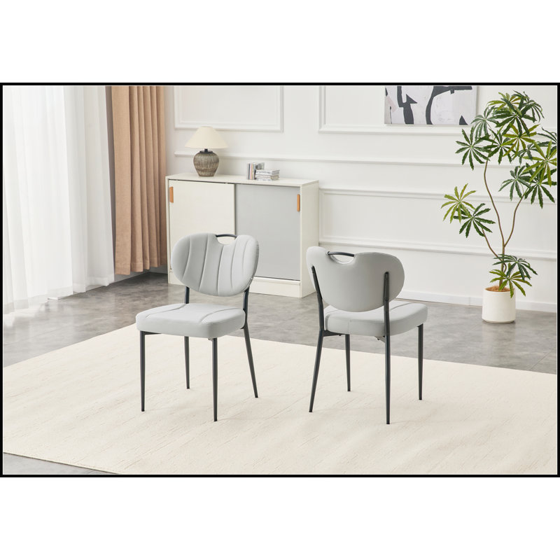 Chaises de salle à manger rembourrées en cuir de qualité supérieure avec rembourrage haute résilience et pieds en métal durables (ensemble de 2)