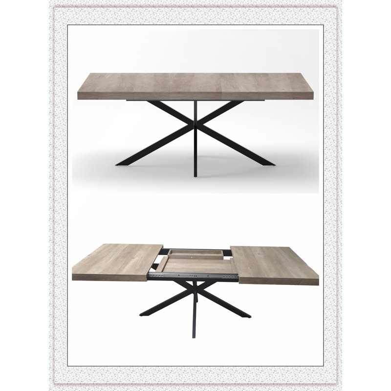 55.11"-70.86"Retro Rectangular Stretch Dining Table, Gray