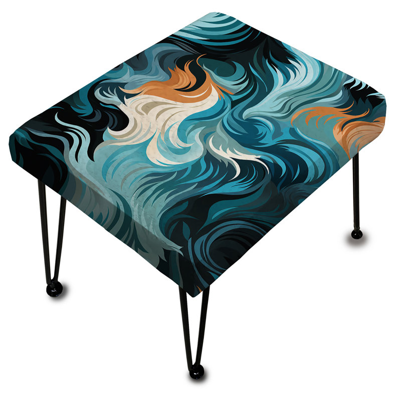 Blue Ethereal Zebra Waves - Repose-pieds rectangulaire abstrait