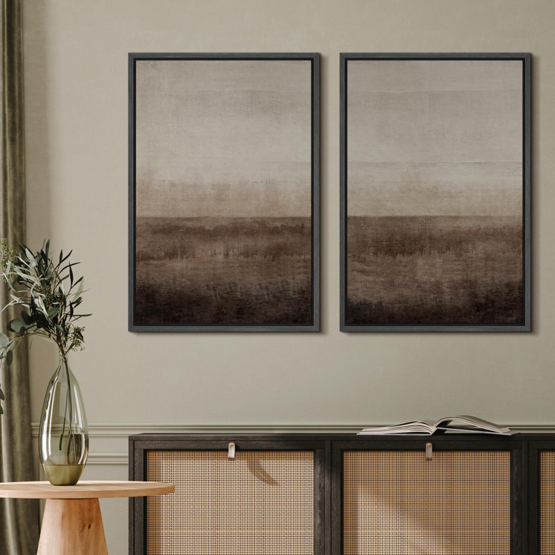 «Earthen Layers Abstract Earth Tone», 2 pièces sur toile, H 24 po x l 16 po, Noir