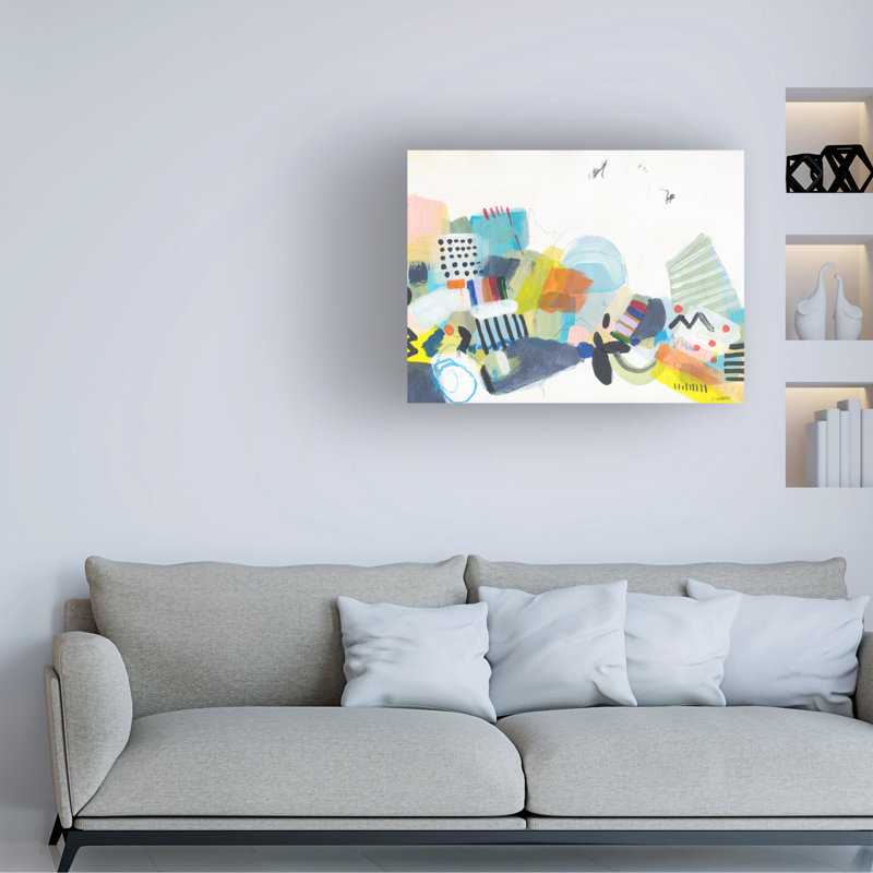 Large Multicolor Abstract Canvas Wall Art with Wood Frame