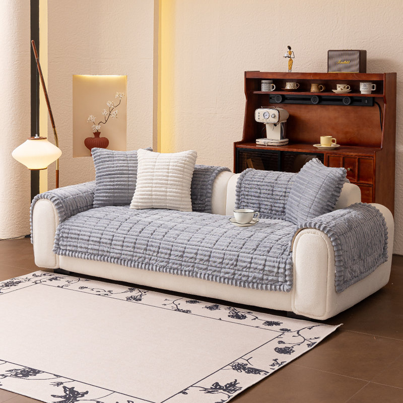 Pet-Friendly Shaggy Sofa Cover - Thick Plush Furniture Protector For Living Room, Tatami, Bay Window, Or Headboard Use