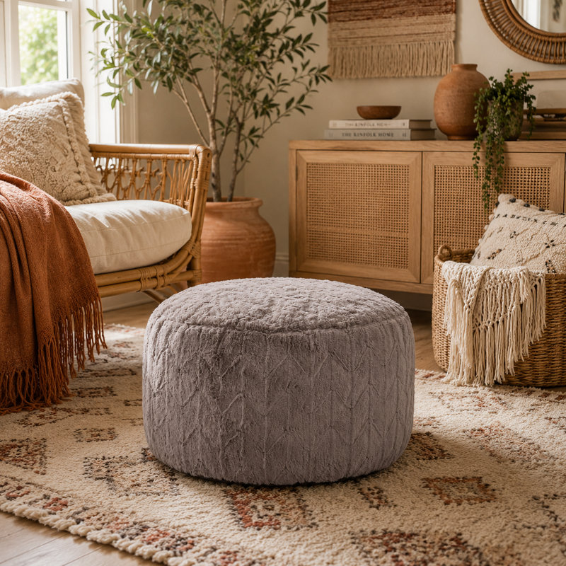 Repose-pieds 22 po, Polyester pierre angora