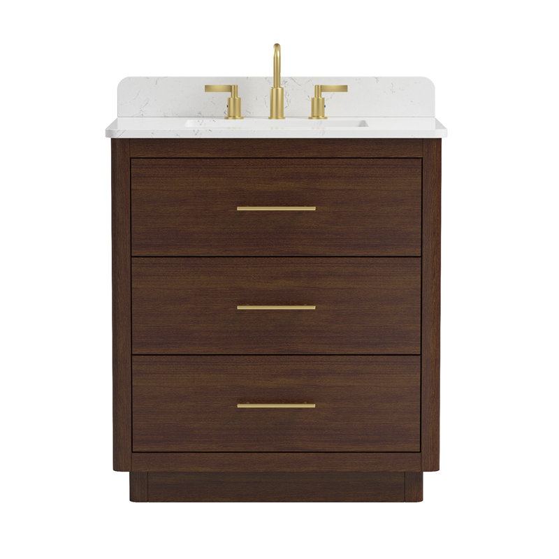 Adria Freestanding Single Bathroom Vanity with Engineered Stone Top, 31"